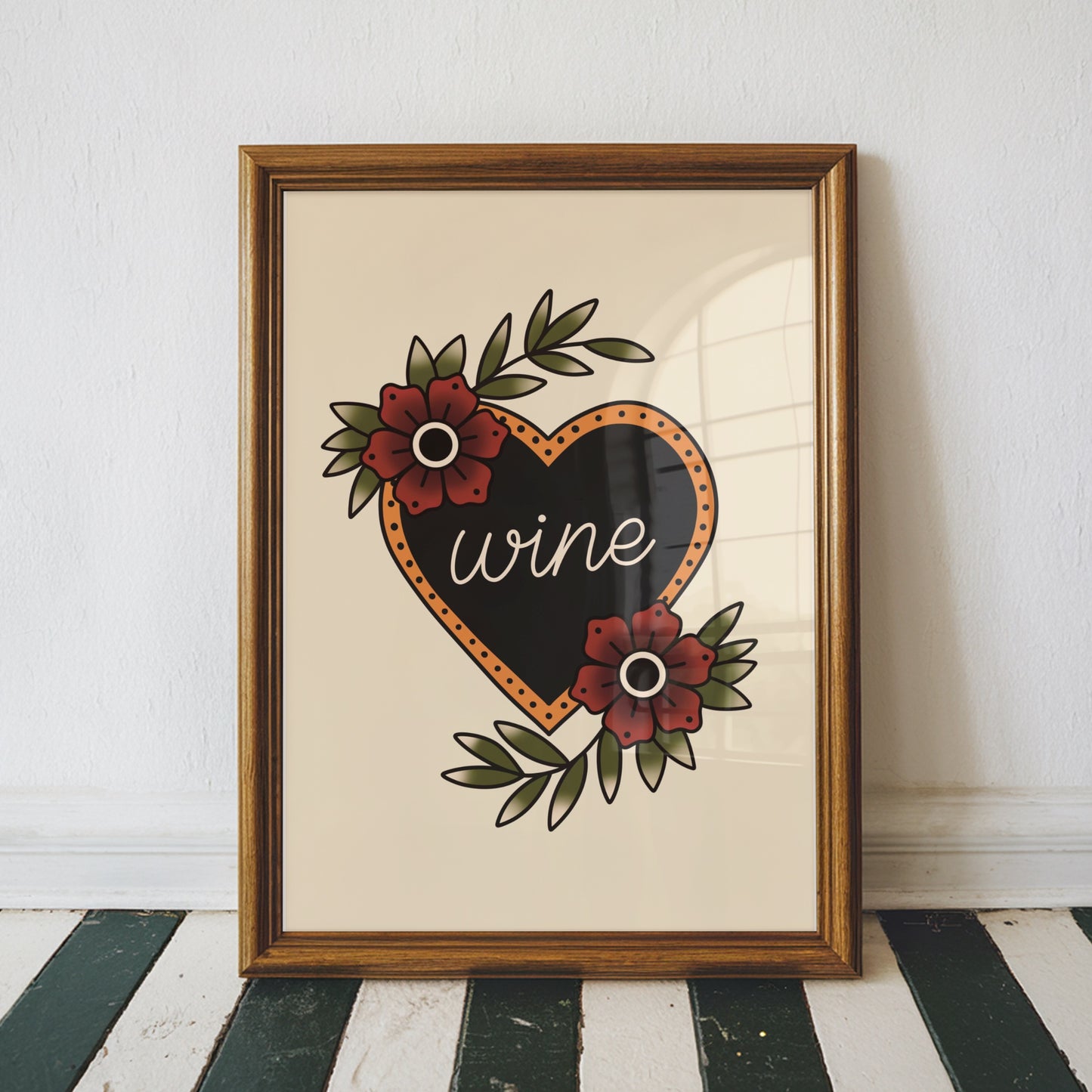 Wine Traditional Tattoo Print Poster