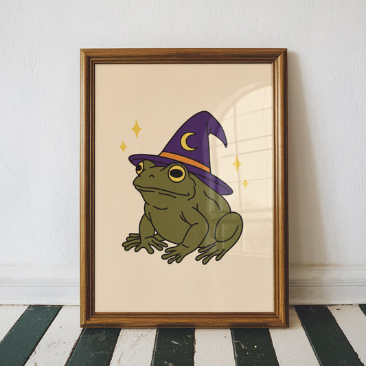 Witch Toad Halloween Print Poster