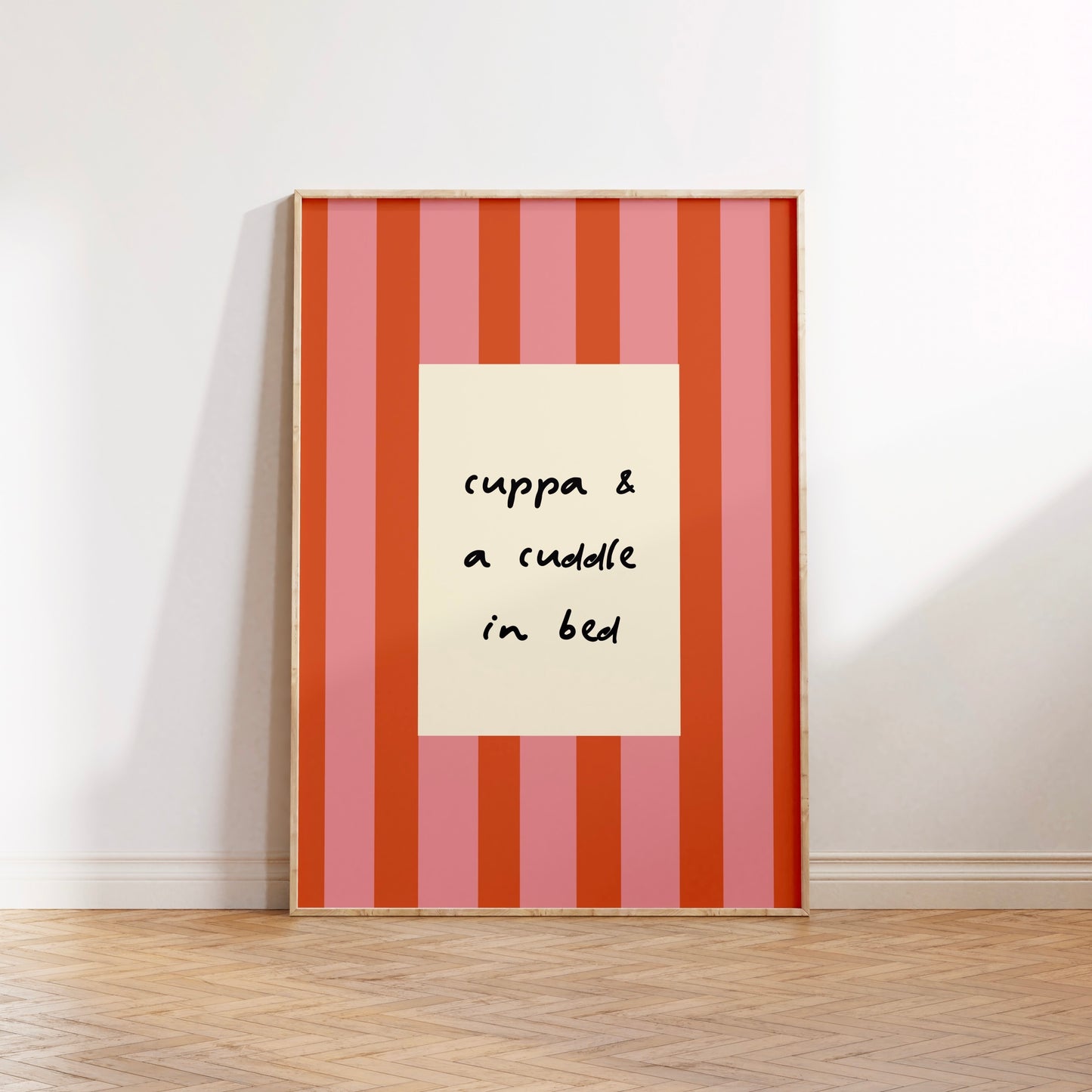Cuppa & a Cuddle In Bed Print Poster