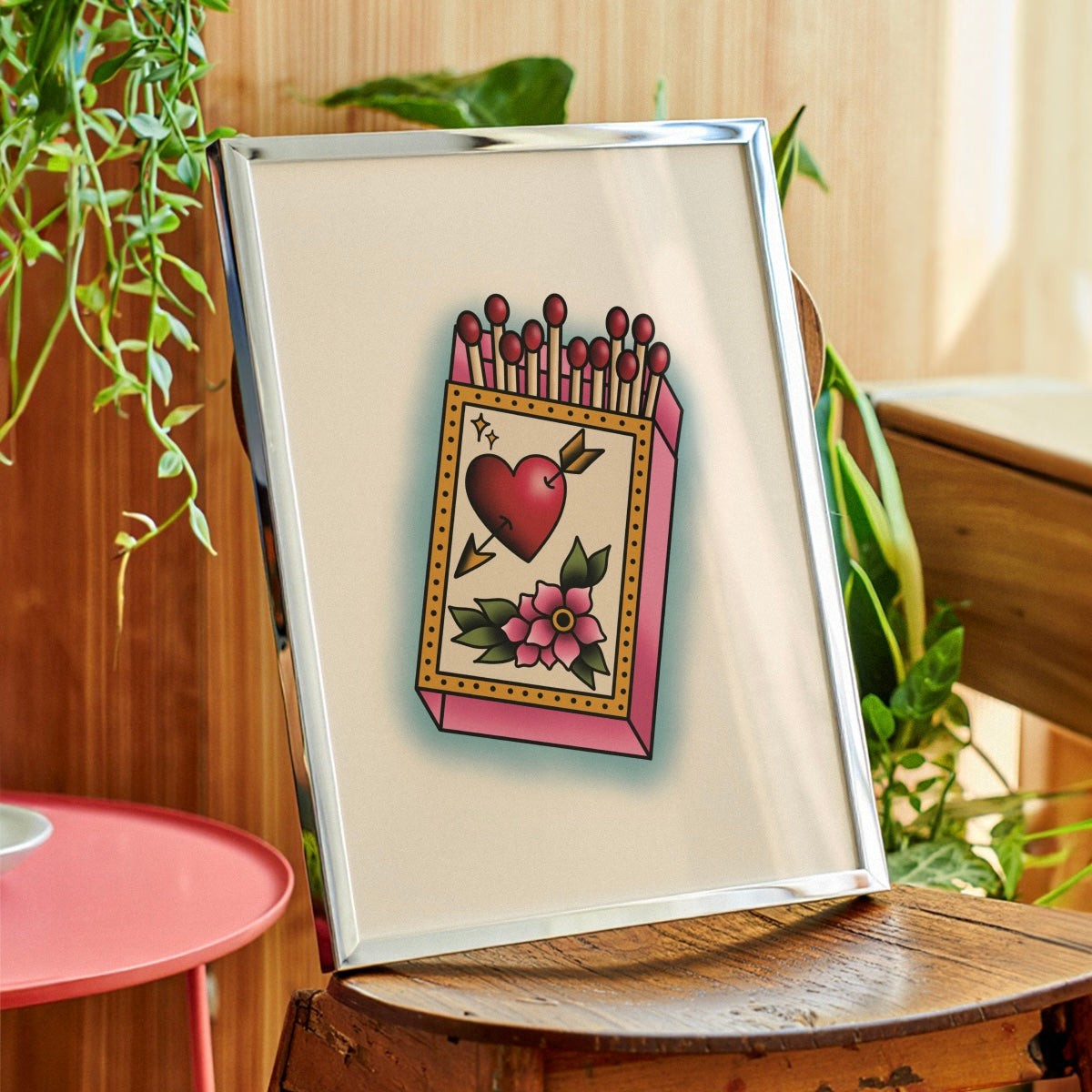 Valentine’s Matchbox Traditional Tattoo Print Poster