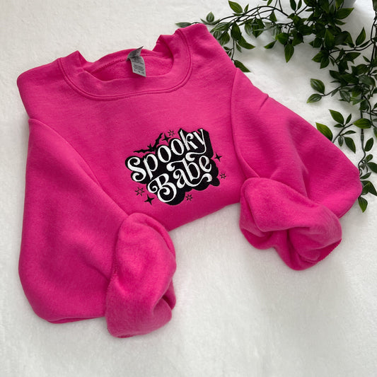 Spooky Babe Halloween Embroidered Sweatshirt